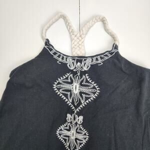Twenty One XXI Rope Straps Black & White Embroidered Tank Top Women's Size S